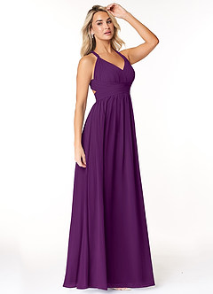 Azazie Ashia Bridesmaid Dresses Grape A-Line Pleated Chiffon Dress image4