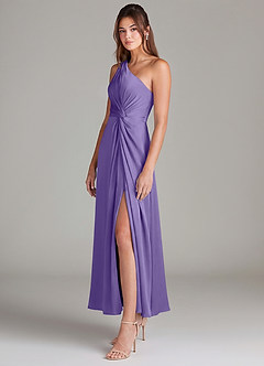 Azazie Brooke Robes de demoiselle d'honneur Robe Trapèze en Satin extensible Une épaule Tahiti image5