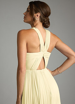 Azazie Afra Bridesmaid Dresses Lemon Sorbet A-Line Pleated Chiffon Dress image6
