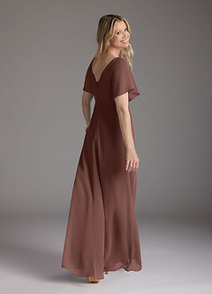 Azazie Alessa Mother of the Bride Dresses Espresso A-Line V-Neck Pleated Chiffon Dress image5