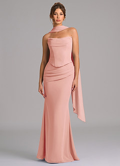 Azazie Sorrel Bridesmaid Dresses Rosette Mermaid Corset Chiffon Dress image4