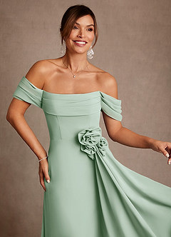 Azazie Amherst Mother of the Bride Dresses Agave A-Line Off the Shoulder Chiffon Dress image6