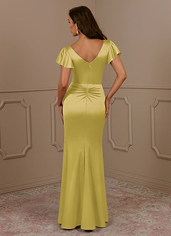Azazie Roya Mère de la mariée Robes Robe Sirène en Satin extensible Col en V Plissé Canari image4