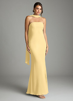 Azazie Saylor Bridesmaid Dresses Butter Mermaid Strapless Chiffon Dress image1
