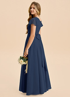 Azazie Cady Junior Dark Navy A-Line Pleated Chiffon Dress image6
