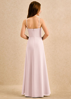 Azazie lolly Girls Formal Robe Demoiselle D'honneur Fillette Robe Trapèze en Mousseline de soie Plissé Rose Pâle image2