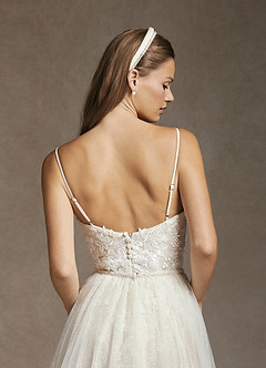 Azazie Sade Wedding Dresses Diamond White Champagne Mermaid Sequins Tulle Dress image10