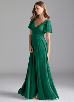 Azazie Kimber Schlussverkauf A-Linie mit Taschen Gittergewebe Kleid Smaragd image2