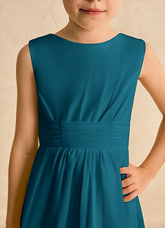 Azazie Edelweiss Flower Girl Dresses Ink Blue A-Line Pleated Chiffon Dress image7
