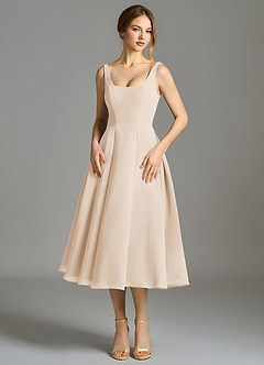Azazie Amalie Bridesmaid Dresses White Alabaster A-Line Pleated Chiffon Dress image4