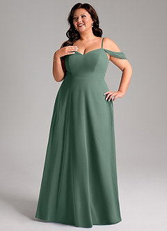 Azazie Marley Bridesmaid Dresses Sea Moss A-Line Off the Shoulder Chiffon Convertible Dress image14