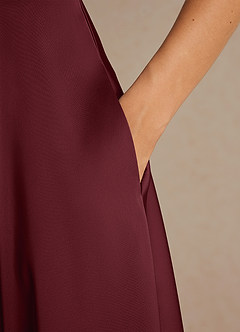 Azazie Niles vestidos de madre de la novia Vestido de Cabernet de Satén Elástico de Corte En A con Trenes image9