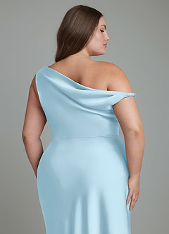 Azazie Emerson Bridesmaid Dresses Sky Blue Mermaid Off the Shoulder Stretch Satin Dress image13