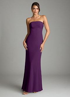 Azazie Saylor Vestidos de damas de honor Vestido de Uva de Gasa de Corte Sirena con Sin tirantes image3