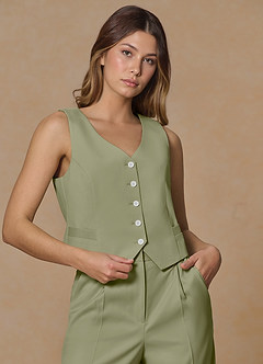front Rowan Pistachio Refined Weave Performance vest