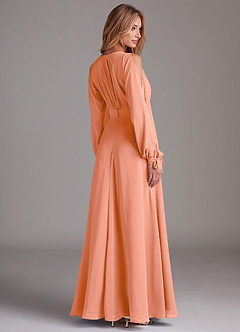 Azazie Matilda Brautjungfernkleider A-Linie Langarm Chiffon Kleid Sonnenuntergang image2