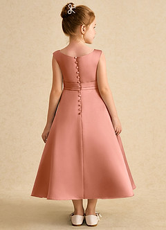 Azazie Eve Abiti da Ragazza di Fiori Abito A-Line in Raso Opaco Plissettato Più Tagliato image2