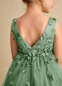Azazie Lana Flower Girl Dresses Matcha A-Line Sleeveless Matte Satin Dress image7