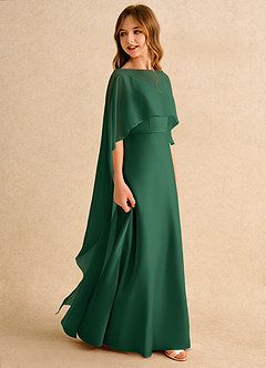 Azazie Fishie Girls Formal Abiti da Ragazza di Fiori Abito A-Line in Raso Opaco Verde Scuro image6