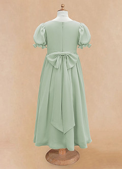 Azazie Joss Flower Girl Dresses Agave A-Line with Sleeves Chiffon Dress image6