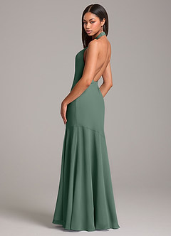 Azazie Lorena Brautjungfernkleider Meerjungfrau-Linie Plissee Chiffon Kleid Seemoos image6