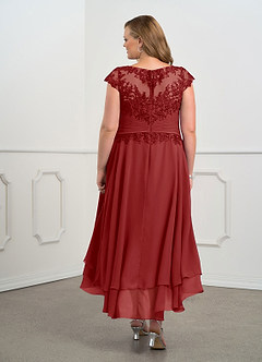 Azazie Shonda Mother of the Bride Dresses Rust Lace Chiffon Dress image9