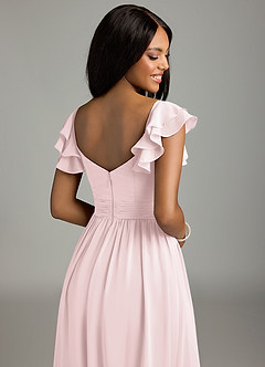 Azazie Anaya Bridesmaid Dresses Blushing Pink A-Line Pleated Chiffon Dress image2