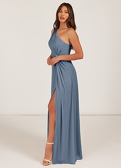 Azazie Brooke Bridesmaid Dresses A-Line One Shoulder Mesh Floor-Length Dress image2