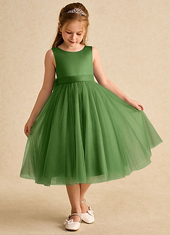 Azazie Winnie Robe Demoiselle D'honneur Fillette Robe Princesse en Tulle Arc Basilic image2