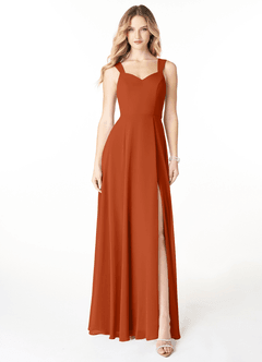 Azazie Julie Bridesmaid Dresses Burnt Orange A-Line Sweetheart Neckline Chiffon Dress image1