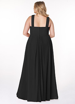 Azazie Kaleigh Bridesmaid Dresses Black A-Line Pleated Chiffon Dress image8