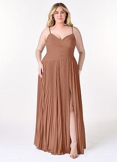 Azazie Vini Bridesmaid Dresses Bronzer A-Line V-Neck Pleated Chiffon Dress image7