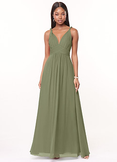 Azazie Maren Bridesmaid Dresses Pistachio A-Line Pleated Chiffon Dress image1