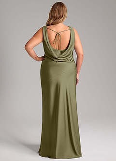 Azazie Rylina Bridesmaid Dresses Pistachio Mermaid Stretch Satin Dress image8