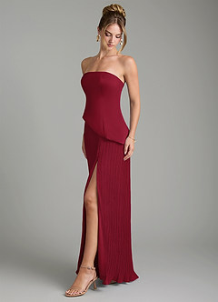 Azazie Tierney Bridesmaid Dresses Burgundy A-Line Strapless Chiffon Convertible Dress image5