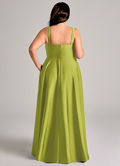 Azazie Shaude Bridesmaid Dresses Lemongrass A-Line Pleated Stretch Satin Dress image13