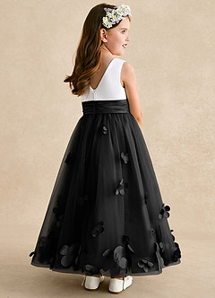 Azazie Vi Blumenmädchenkleider A-Linie ärmellos Tüll Kleid Schwarz image4