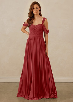 Christian Siriano Bridal for Azazie 1013 Bridesmaid Dresses Rust A-Line Off the Shoulder Chiffon Dress image8