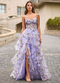 Elara Light Purple 3D Floral Prom Dress image6