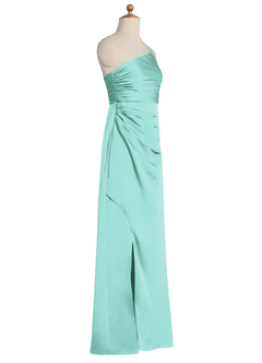 Azazie Eren Junior Etui Plissee Stretch-Satin Kleid Aqua image7