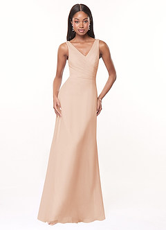 Azazie Nala Robes de demoiselle d'honneur Robe Trapèze en Mousseline de soie Plissée Rose Perle image1