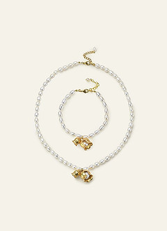 front Genuine Freshwater Pearl Lily Of The Valley Jewelry Set