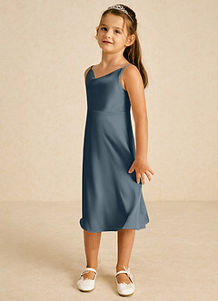 Azazie Zuzu Flower Girl Dresses Twilight A-Line Spaghetti Strap Stretch Satin Dress image4