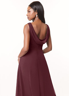 Azazie Karina Bridesmaid Dresses Sangria A-Line Pleated Chiffon Dress image7