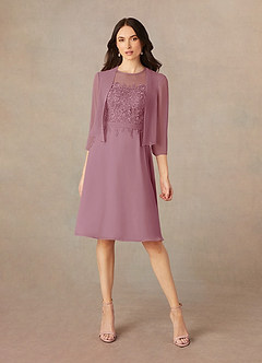 Azazie Klaus Mère de la mariée Robes Robe Trapèze en Mousseline de soie Paillettes Scoop Mauve Vintage image1