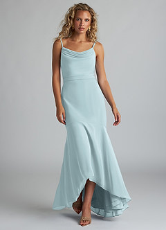 Azazie Summer Final Sale Mist Mermaid Scoop Cowl Chiffon Dress image4