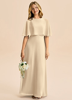 Azazie Maris Junior A라인 쉬폰 플로어 길이 주니어 신부 들러리 드레스 image5