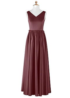 Azazie Hathaway Junior Sangria A-Line Bow Stretch Satin Dress image7