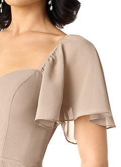 Azazie Chloe Bridesmaid Dresses Taupe A-Line Sweetheart Neckline Chiffon Dress image6