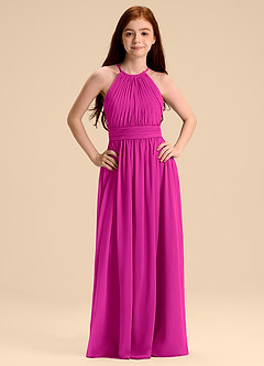 Azazie Malone Junior Jurk van Chiffon met A-Lijn Geplooid Fuchsia image7
